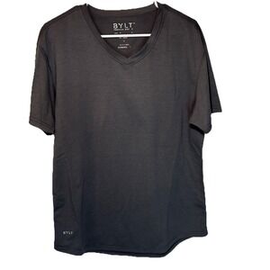 Bylt Shirt Mens Size Large Gray Drop Cut V‎ Neck Short Sleeve Tee Casual Preppy